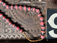 Load image into Gallery viewer, Venetian antique Murano glass red black faceted trade beads 