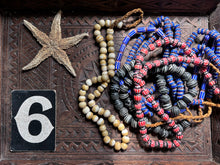 Load image into Gallery viewer, Venetian Murano glass antique black white rattlesnake trade beads