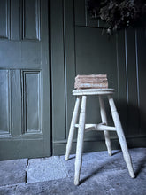 Load image into Gallery viewer, Victorian Country style white chippy painted wooden stool