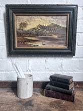 Load image into Gallery viewer, Victorian Scottish landscape loch oil painting on canvas dated 1901 signed JB