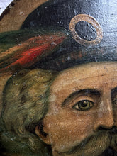 Load image into Gallery viewer, Victorian Antique folk art painted wooden panel Portrait Scottish Highlander