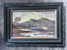 Load image into Gallery viewer, Victorian Scottish landscape loch oil painting on canvas dated 1901 signed JB