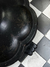 Load image into Gallery viewer, Black Victorian tilt top papier mache table with floral top and mother of pearl inlay