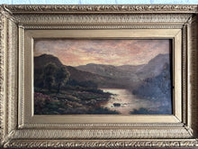 Load image into Gallery viewer, Victorian antique Scottish Highland Loch oil painting on canvas