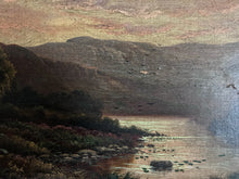 Load image into Gallery viewer, Victorian antique Scottish Highland Loch oil painting on canvas