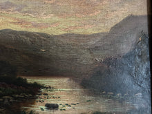 Load image into Gallery viewer, Victorian antique Scottish Highland Loch oil painting on canvas