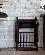 Load image into Gallery viewer, Antique Victorian wooden folding campaign chair with carpet seat