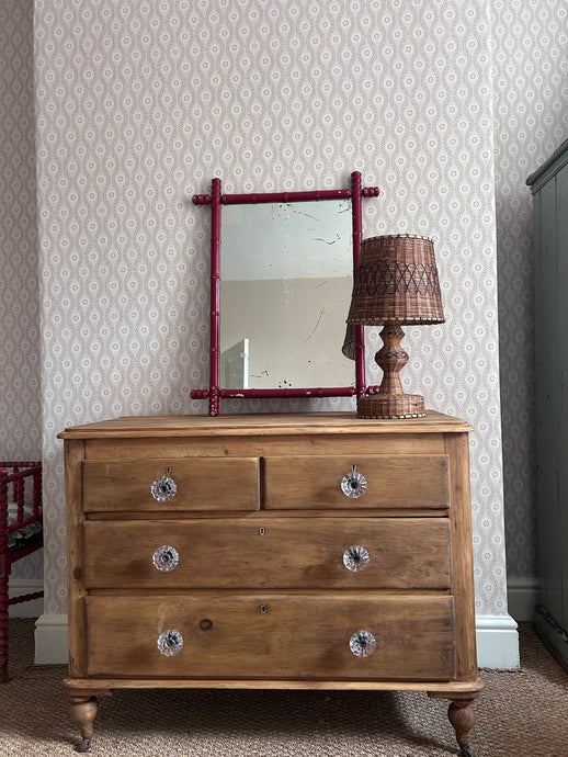 Pine Victorian chest of drawers two over two with cut glass knobs