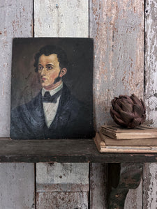 Victorian gentleman oil painting portrait on board