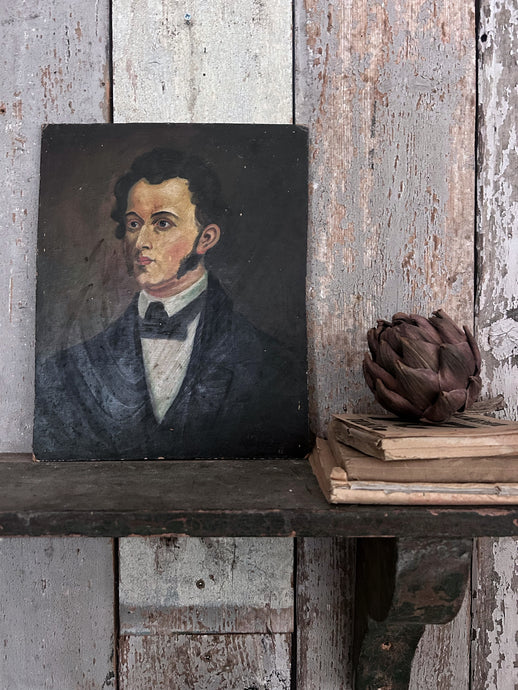 Victorian gentleman oil painting portrait on board