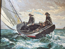 Load image into Gallery viewer, Vintage 1930&#39;s, oil painting on board &quot;Breezing Up a Fair Wind&quot; by Winslow Homer American Realism artist