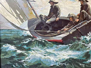 Vintage 1930's, oil painting on board "Breezing Up a Fair Wind" by Winslow Homer American Realism artist