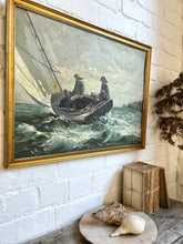 Load image into Gallery viewer, Vintage 1930's, Paint by numbers, oil painting on board "Breezing Up a Fair Wind" by Winslow Homer American Realism artist