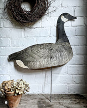 Load image into Gallery viewer, Vintage 1940&#39;s folding decoy goose on a metal stand R Johnson Seattle Washington USA