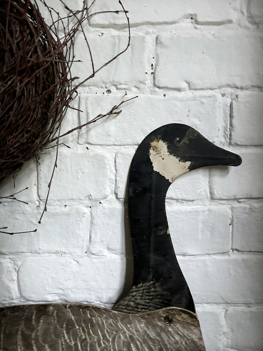 Vintage 1940's folding waxed card decoy goose on stand R Johnson of Se ...