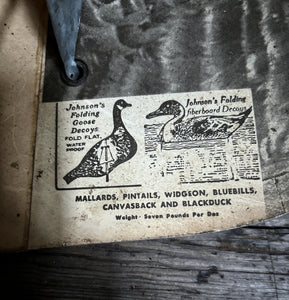 Vintage 1940's folding waxed card decoy goose on stand R Johnson of Seattle