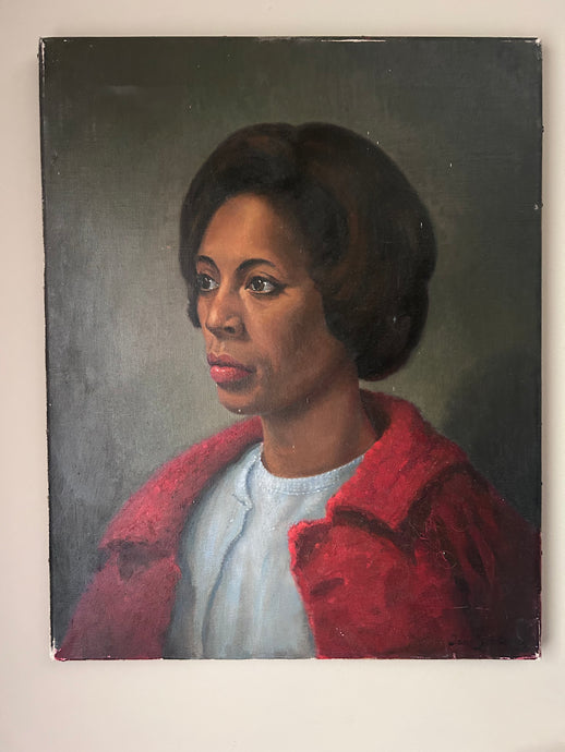 Vintage African Americam lady female POC portrait oil painting on canvas