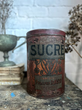Load image into Gallery viewer, Antique French Art Nouveau Prosper David et Fils sugar sucre storage canister tin