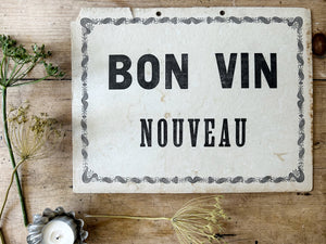 Vintage french wine vineyard advertising sign on card