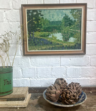 Load image into Gallery viewer, Vintage Impressionistic pointillism Landscape oil panting on board
