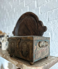 Load image into Gallery viewer, A Decorative painted Indian Vintage metal tea caddy storage box