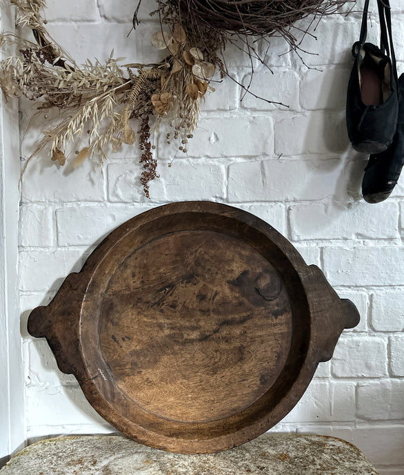 A Vintage Indian wooden Chapati plate bowl