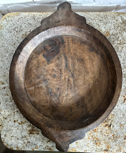 A Vintage Indian wooden Chapati plate bowl