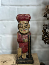 Load image into Gallery viewer, Vintage Indian wooden carved hand painted folk art watchman figure