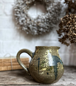 Vintage Mid 20th century studio hand crafted painted pottery jug