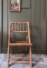 Load image into Gallery viewer, Vintage Mid century burnt wood bamboo tortoiseshell folding chair