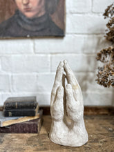 Load image into Gallery viewer, Vintage Rodin style white moulded clay praying hands sculpture