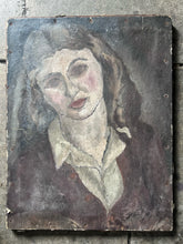 Load image into Gallery viewer, Vintage 1930's portrait painting oil on board female