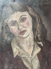 Load image into Gallery viewer, Vintage 1930's portrait painting oil on board female