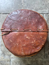 Load image into Gallery viewer, Vintage mid 20th century tooled leather peruvian footstool pouffe