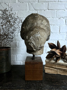 Vintage 20th Century art school plaster bust sculpture on hard wood plinth