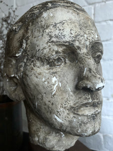 Vintage 20th Century art school plaster bust sculpture on hard wood plinth