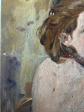 Load image into Gallery viewer, Vintage 20th Century realism portrait oil painting on canvas female lady