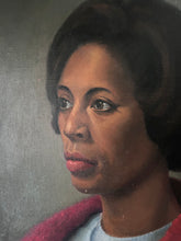 Load image into Gallery viewer, Vintage African Americam lady female POC portrait oil painting on canvas