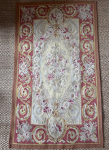 Load image into Gallery viewer, Vintage Aubusson Floral Needlepoint Handmade wool Rug