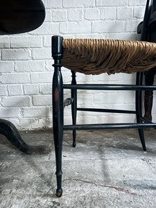 Vintage 1960's "Campanino" Chiavari rush seat black chair by Fratelli Levaggi