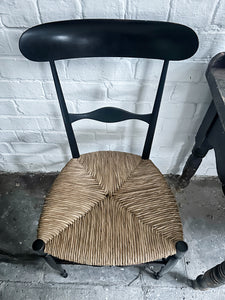 Vintage 1960's "Campanino" Chiavari rush seat black chair by Fratelli Levaggi