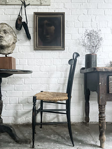 Vintage 1940's "Campanino" Chiavari rush seat black chair by Fratelli Levaggi