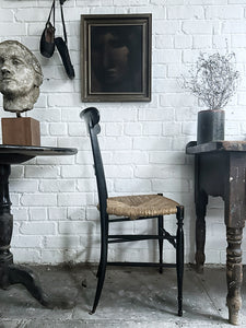 Vintage 1940's "Campanino" Chiavari rush seat black chair by Fratelli Levaggi