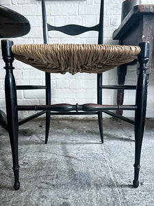 Vintage 1960's "Campanino" Chiavari rush seat black chair by Fratelli Levaggi