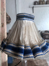 Load image into Gallery viewer, Vintage Dutch Windmill scene Delft lampshade with blue velvet trim