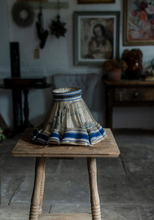 Load image into Gallery viewer, Vintage Dutch Windmill scene Delft lampshade with blue velvet trim