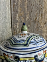 Load image into Gallery viewer, Vintage French Rouen Fainece hand painted lidded sugar bowl