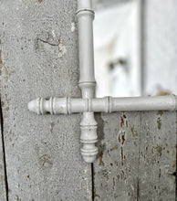 Load image into Gallery viewer, Vintage French White Oxford cross faux bamboo mirror