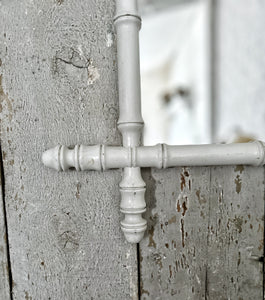Vintage French White Oxford cross faux bamboo mirror