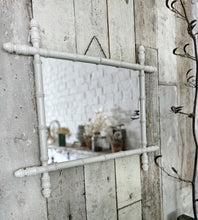 Load image into Gallery viewer, Vintage French White Oxford cross faux bamboo mirror